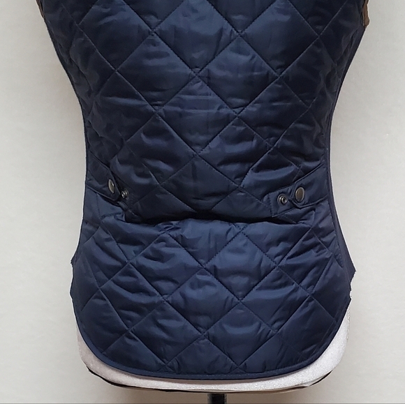 VINTAGE Polo Ralph Lauren Navy Blue Quilted Faux Suede Logo Crest Puffer Vest XS - Picture 14 of 16